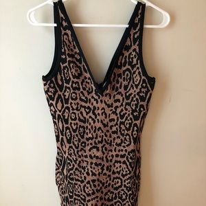 Leopard Print Sleeveless Bodycon Dress